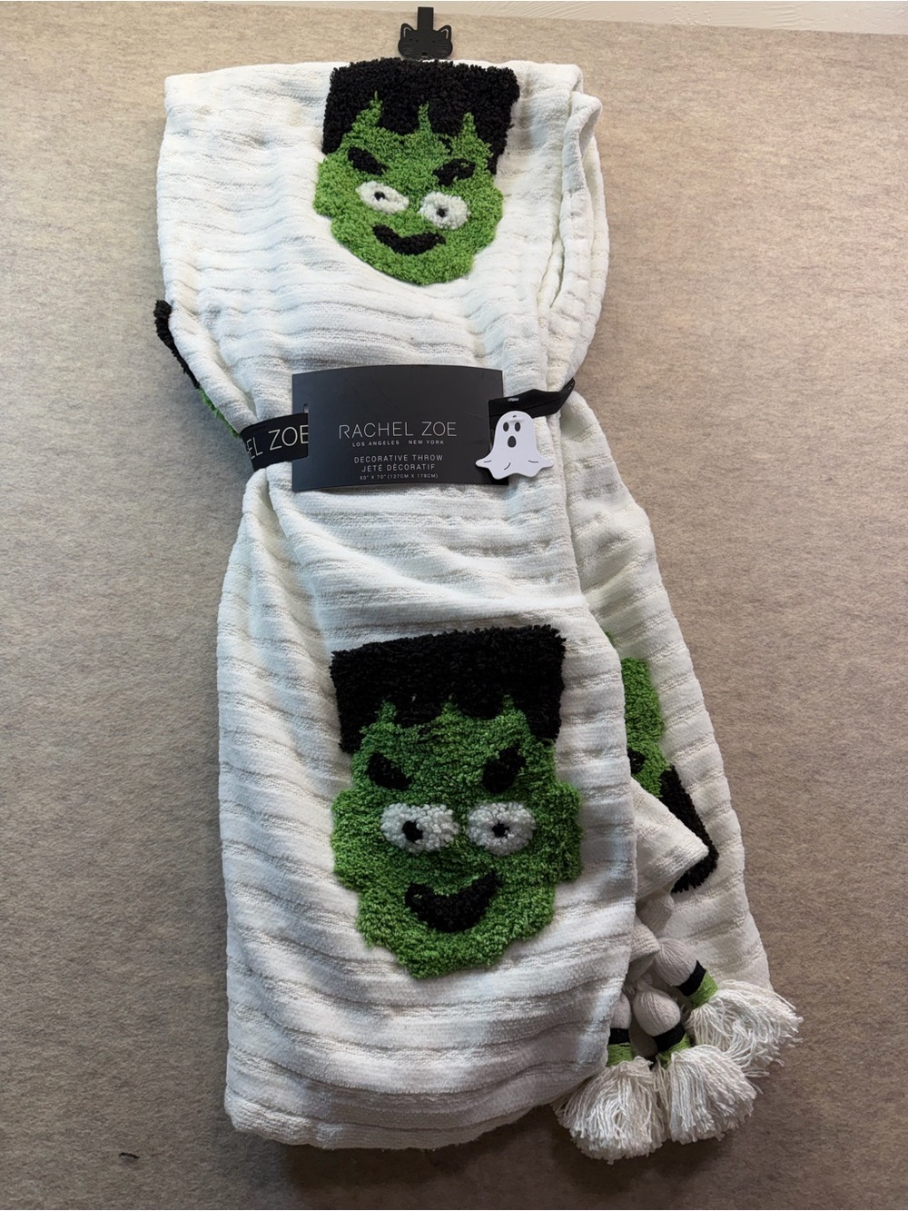 Rachel Zoe Frankenstein Halloween Decorative Throw Blanket 50” x 70” NWT